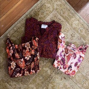 Old Navy Floral Blouse Collection - Red, Pink, Orange